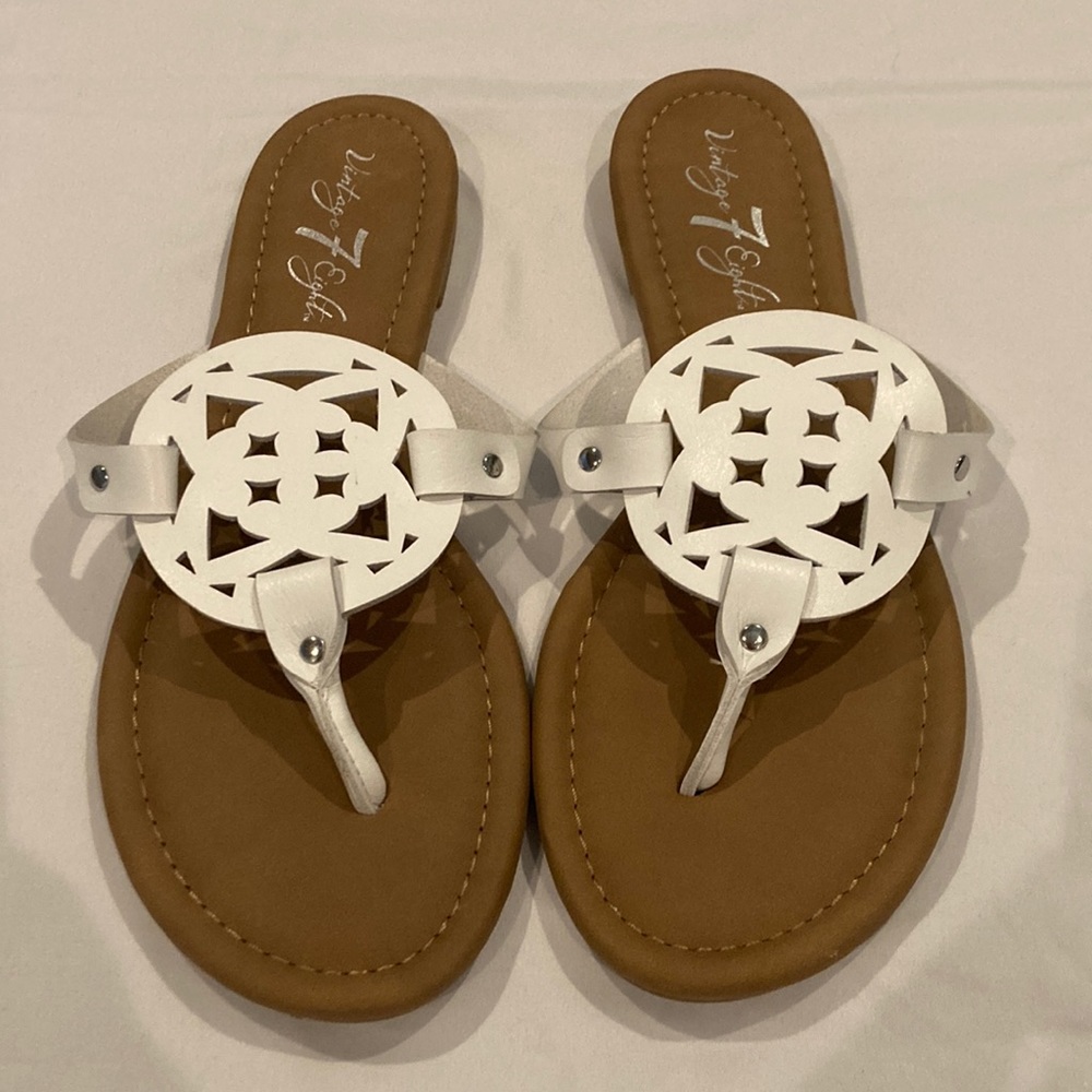 White Tory-ish sandals. Worn once. Size 9.5